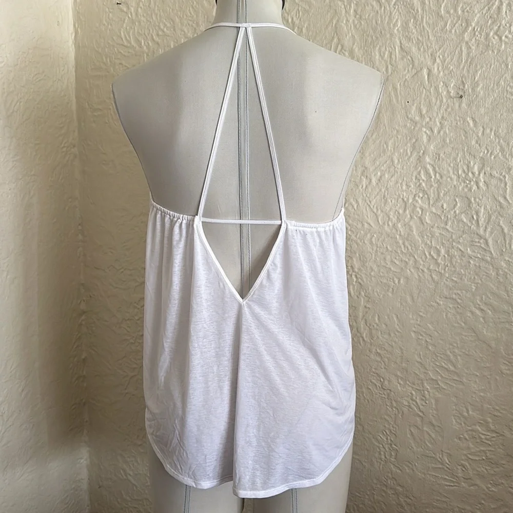 Lululemon Tighten Up Tank Top White Strappy Back Sheer Keyhole 6